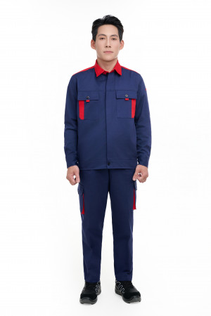Quần áo bảo hộ - vải kaki liên doanh chéo 2/1 - màu xanh tím than