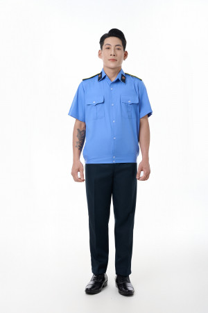 Đồng phục bảo vệ tay ngắn: áo bảo vệ cộc tay dáng bu-dông