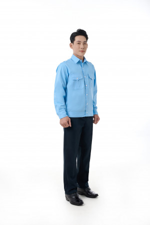 Quần áo bảo hộ - vải kaki liên doanh chéo 2/1 - màu xanh hoà bình