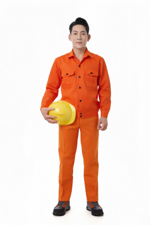 Quần áo bảo hộ - vải kaki liên doanh chéo 2/1 - màu cam thợ điện