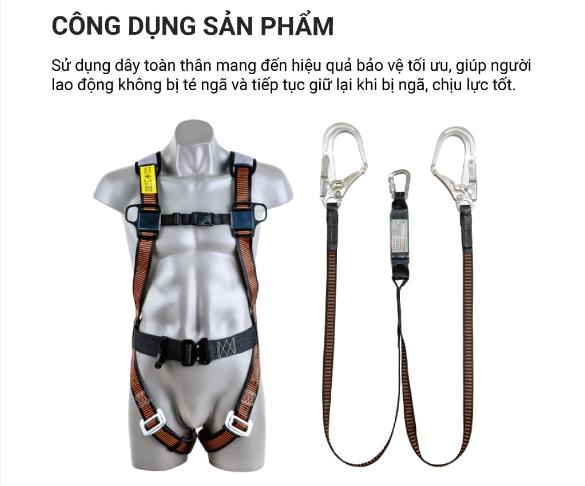 Dây an toàn toàn thân 2 móc chống sốc Kukje màu nâu là sản phẩm dây an toàn hàng đầu dành cho những người làm việc trên cao, như công nhân cây xanh, xây dựng, thợ điện.